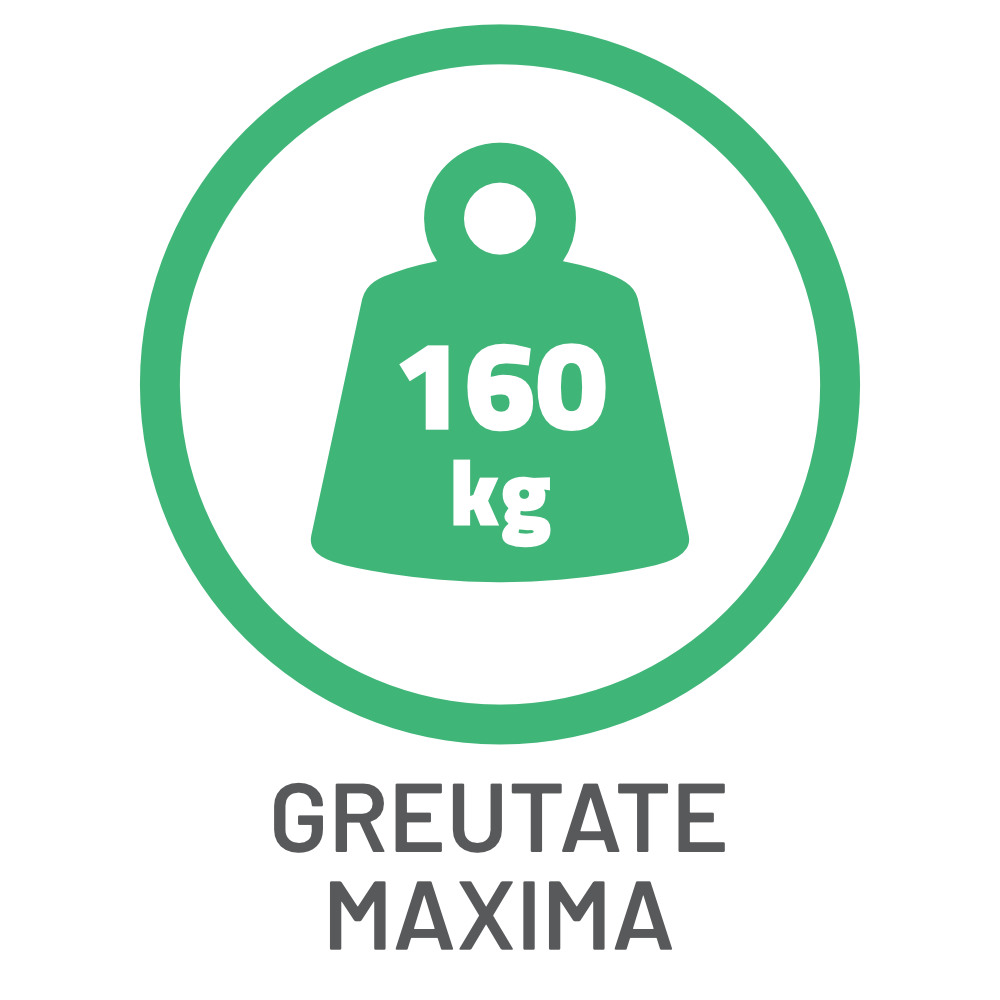 Greutate maximă suportată de 160 kg pentru utilizatori și sarcini multiple